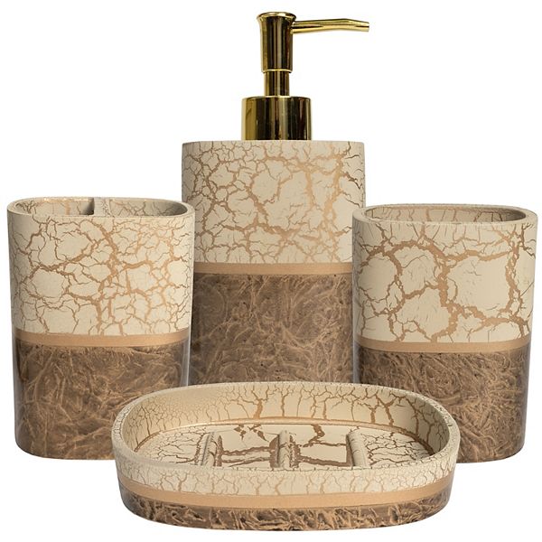Sweet Home Parker Poly Resin Bath Accessory Collection 4Piece Bathroom Set