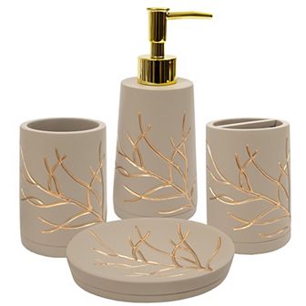 Sweet Home Branches Bath Accessory Collection 4 pc Bathroom Set