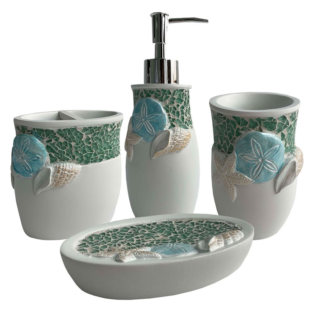 Sweet Home Seascape Bath Accessory Collection 4-Piece Bathroom Set