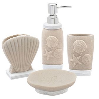 Sweet Home Coastal Shell Bath Accessory Collection 4 pc Bathroom Set