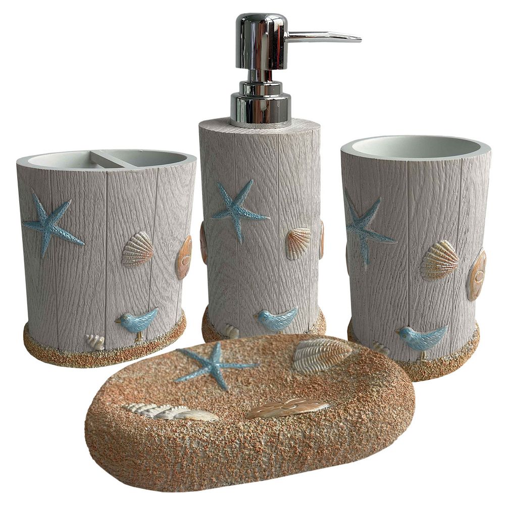 Sweet Home Ocean Star Bath Accessory Collection 4-Piece Bathroom Set