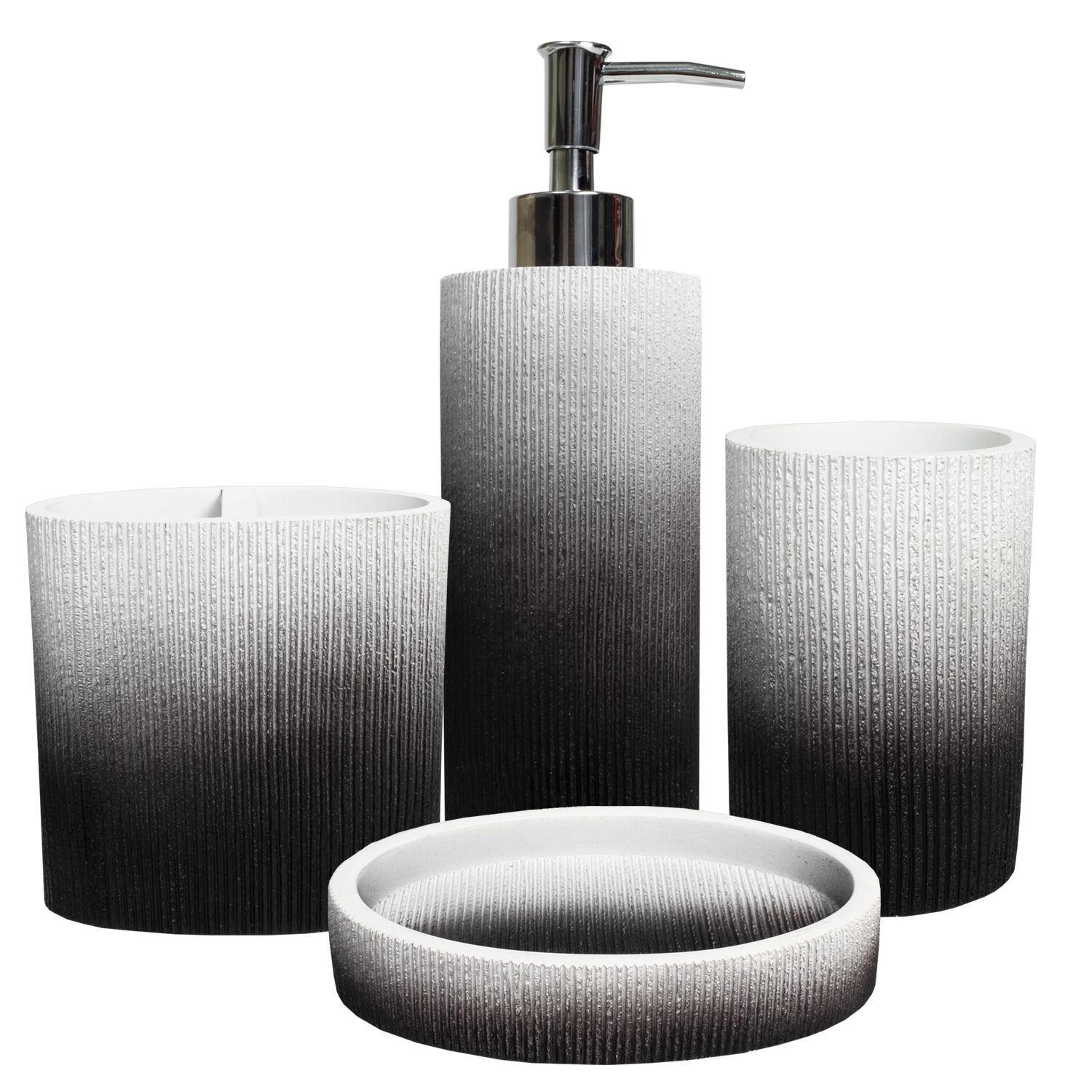 4pc Devash Resin Bath Accessory Set Black - Kralix : Target