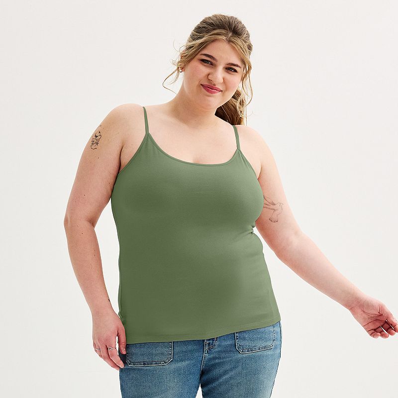 Juniors' Plus Size SO® Shelf Bra Cami, Girl's, Size: 2XL, Drew Green