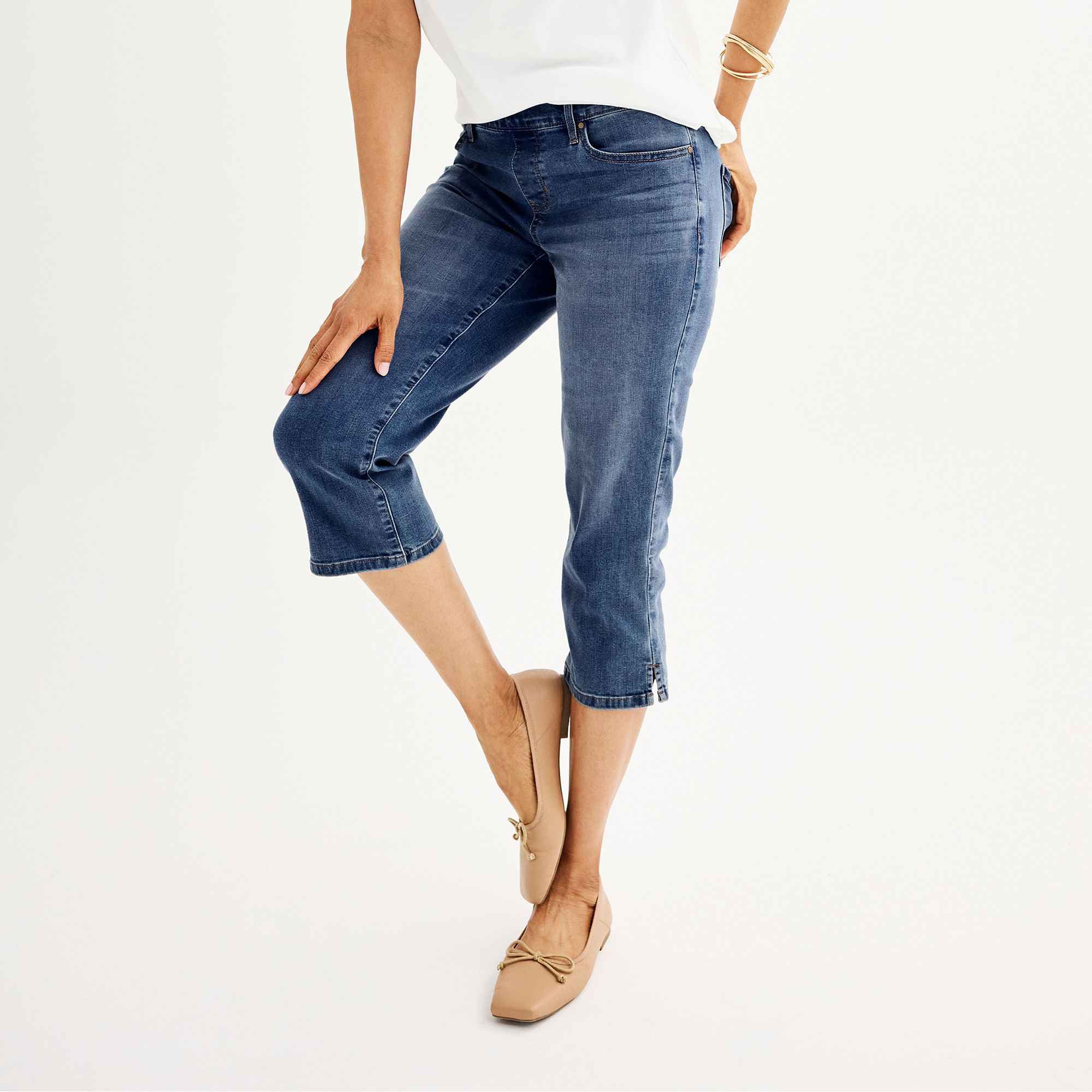 Womens Croft & Barrow® Modern Pull-On Denim Capris, Size: Small, Dark Blu