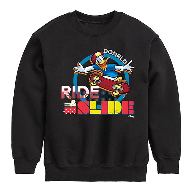 Disney's Mickey & Friends Boys 8-20 Donald Ride & Slide Crew Fleece  Sweatshirt