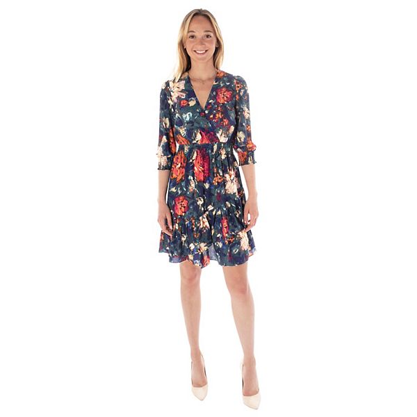 Women's Maison Tara Floral Faux Wrap Midi Dress