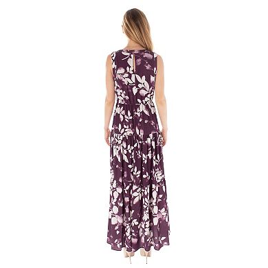 Women's Maison Tara Jewel Neck Tiered Maxi Dress