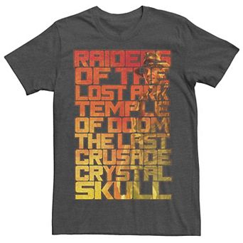 Big & Tall Indiana Jones Quadrology Titles Graphic Tee