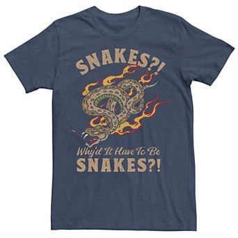 Big & Tall Indiana Jones Raiders of the Lost Ark Why'd it Have to Be Snakes Fire Graphic Tee