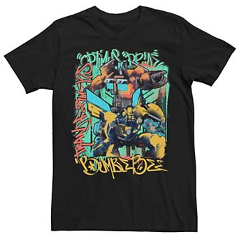 Big & Tall Transformers Rise of the Beasts Optimus Prime Bumblebee Graffiti Graphic Tee
