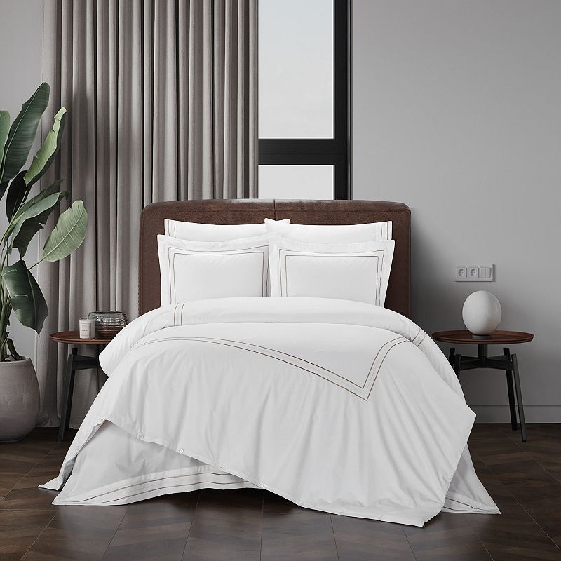 37968702 Chic Home Alexander Duvet Cover and Sham Set, Beig sku 37968702