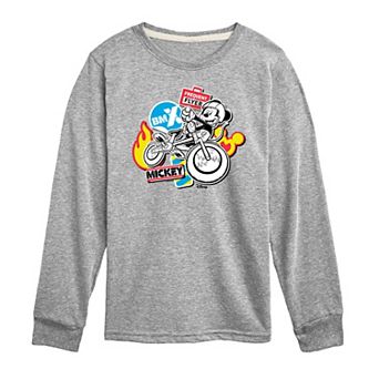 Disney's Mickey & Friends Boys 8-20 Mickey Bike Stickers Long Sleeve Graphic Tee