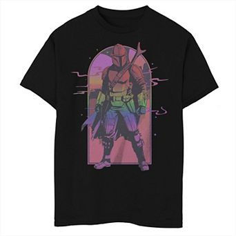 Boys The Mandalorian Boba Fett Gradient Rainbow Graphic Tee