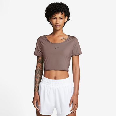 Women s Nike One Dri FIT Crop Twist Short Sleeve Top