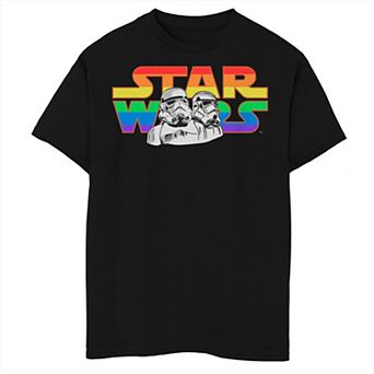 Boys Star Wars Rainbow Logo With Storm Troopers Graphic Tee