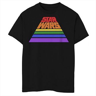 Boys Star Wars Slanted Font Rainbow Logo Graphic Tee