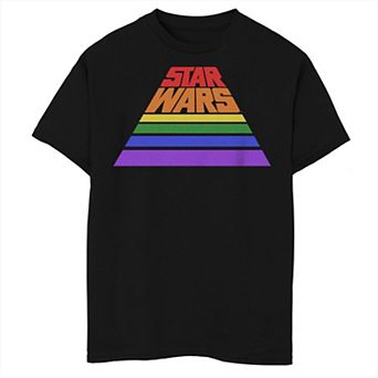 Boys Star Wars Slanted Font Rainbow Logo Graphic Tee