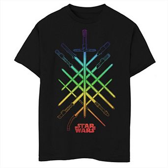 Boys Star Wars Rainbow Lightsabers Graphic Tee