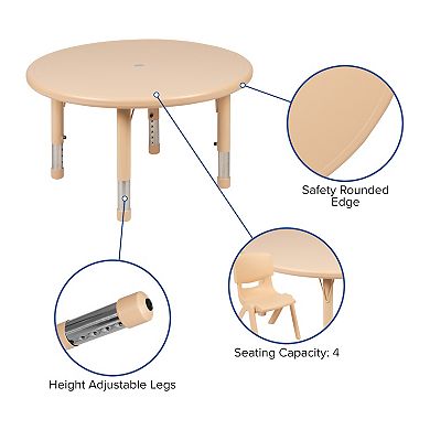 Flash Furniture Wren 33'' Round Plastic Adjustable Activity Table