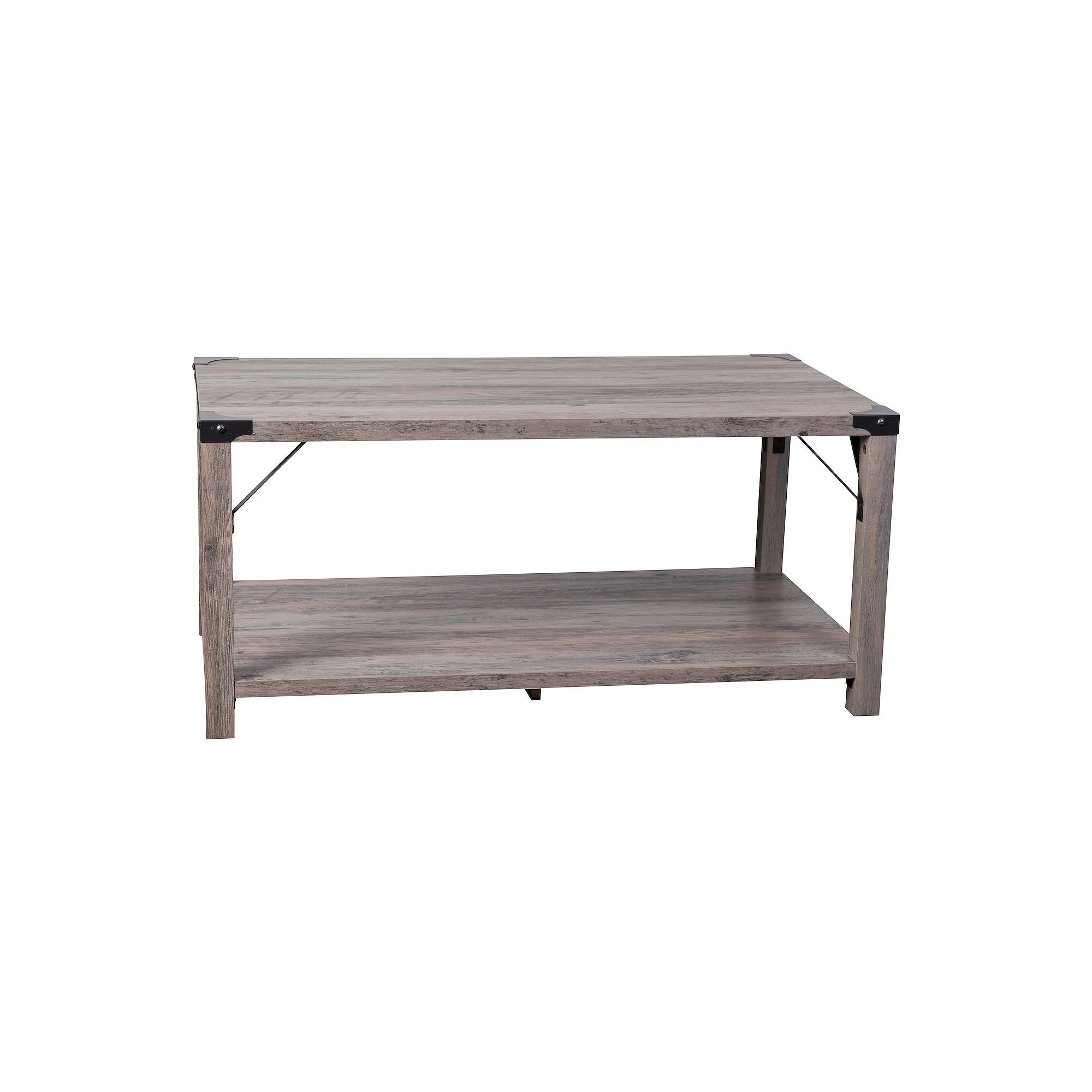 Flash Furniture Wyatt Modern Farmhouse Wooden 2-Tier Coffee Table, Gray Was