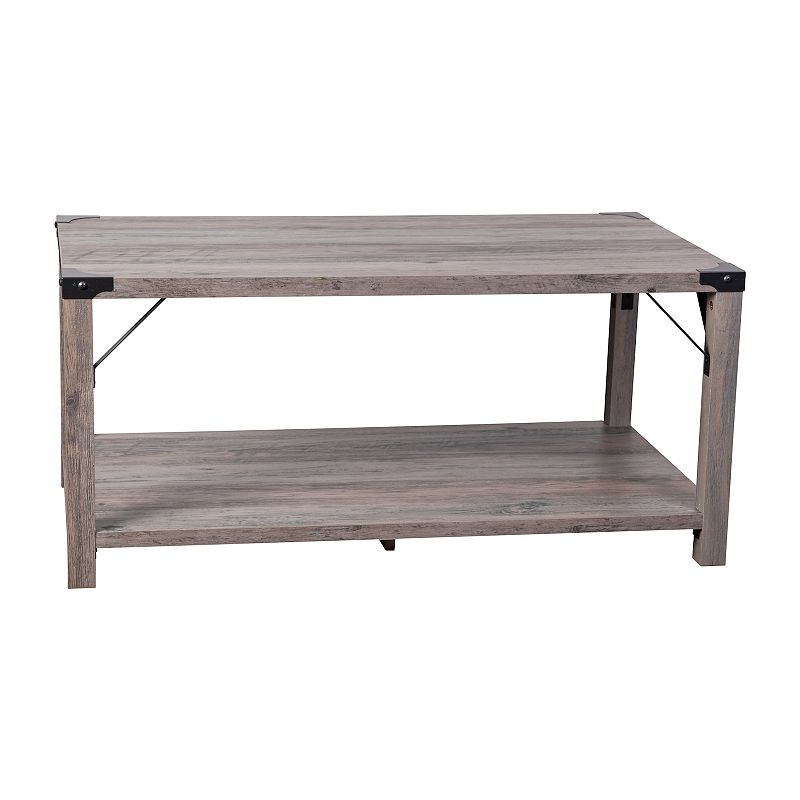 Flash Furniture Wyatt Modern Farmhouse Wooden 2-Tier Coffee Table, Grey