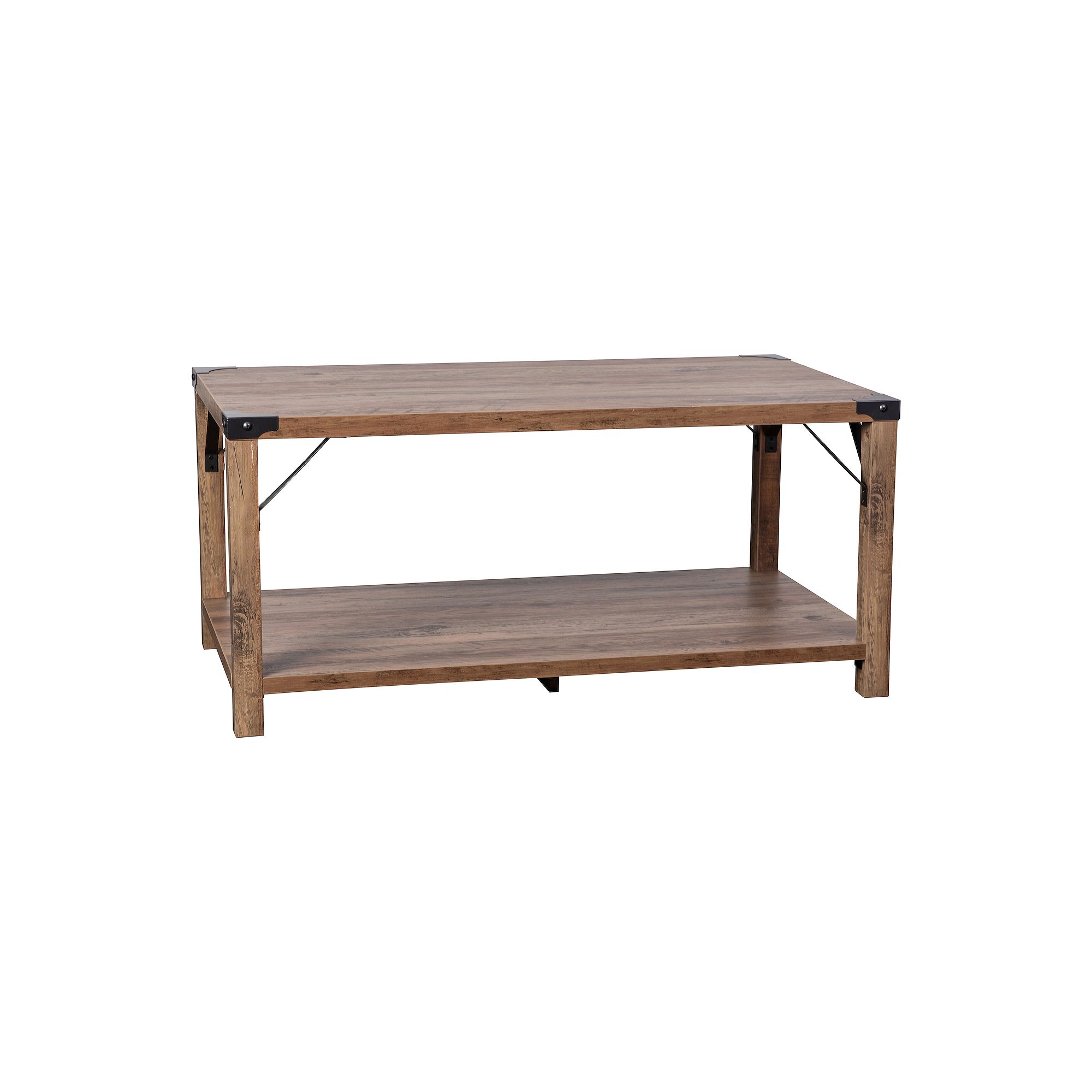Flash Furniture Wyatt Modern Farmhouse Wooden 2-Tier Coffee Table, Rustic