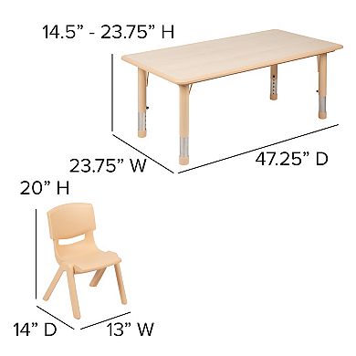 Flash Furniture Emmy Rectangular Plastic Adjustable Activity Table Set with 4 Chairs