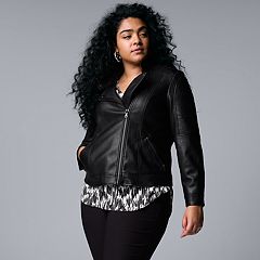 Kohls plus size sales leather jacket