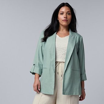 Plus Size Simply Vera Vera Wang Roll Tab Relaxed Blazer