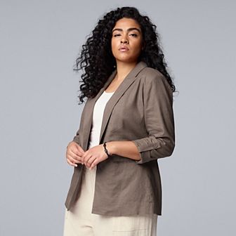 Plus Size Simply Vera Vera Wang Roll Tab Relaxed Blazer