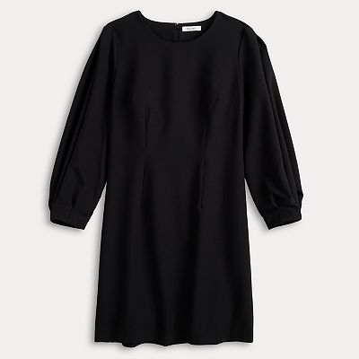 knee length dresses for ladies Long sleeve crepe shift dress