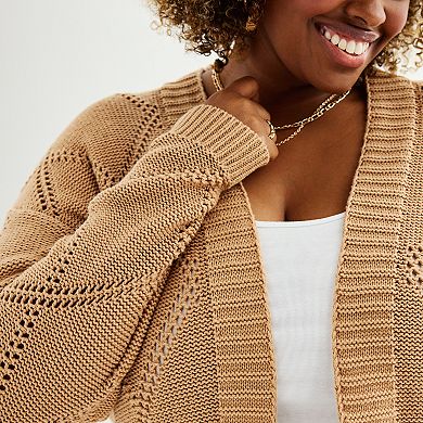 Plus Size Sonoma Goods For Life® Pointelle Duster Cardigan