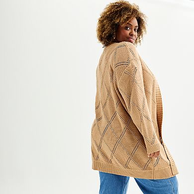 Plus Size Sonoma Goods For Life® Pointelle Duster Cardigan