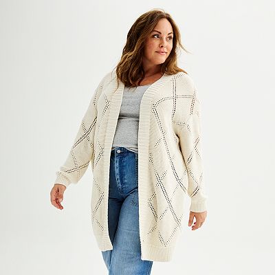 Plus Size Sonoma Goods For Life Pointelle Duster Cardigan
