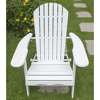 Northbeam Outdoor Garden Portable Foldable Wooden Adirondack Deck Chair, White