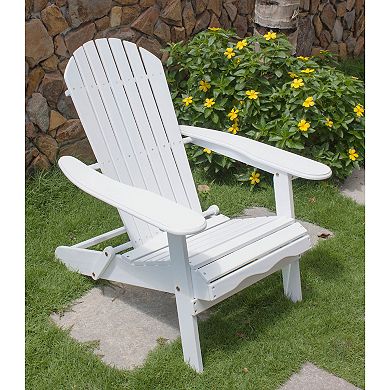 Northbeam Outdoor Garden Portable Foldable Wooden Adirondack Deck Chair, White