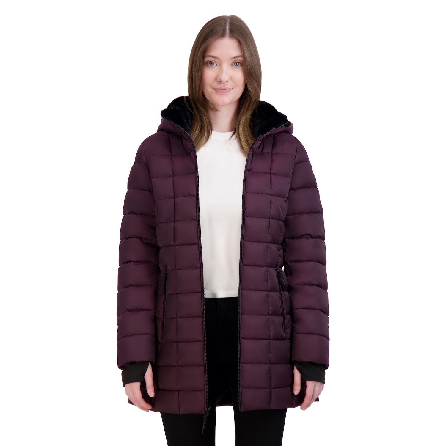 Women s Halitech Box Quilt Puffer Jacket Capes Peplum Coat