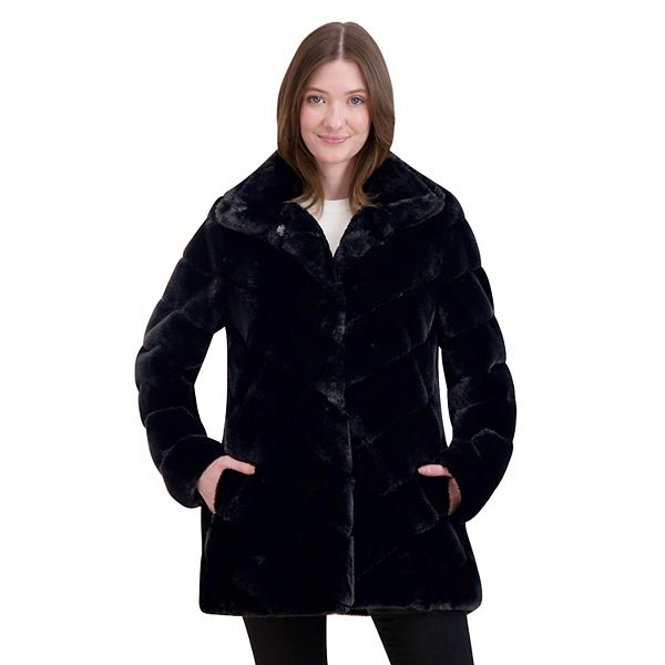 Women's Halitech Faux Fur Coat With Collar