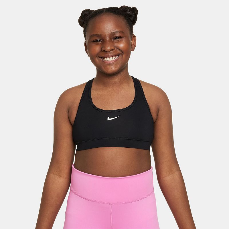 Girls Plus Size Nike Swoosh Medium-Impact Sports Bra, Girl's, Size: Small PLUS, Black