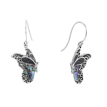 Main and Sterling Oxidized Sterling Silver Butterfly Earrings