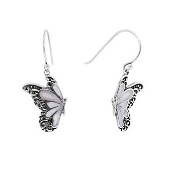 Main and Sterling Oxidized Sterling Silver Butterfly Earrings