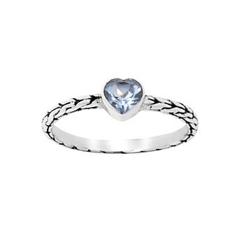 Main and Sterling Oxidized Sterling Silver Blue Topaz Heart Ring