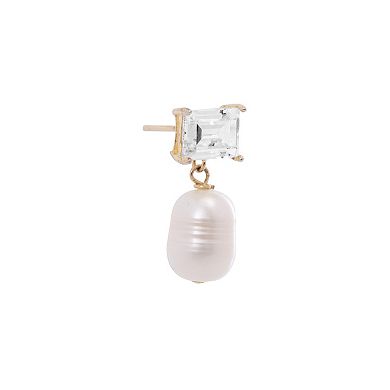Main and Sterling Sterling Silver Cubic Zirconia & Cultured Freshwater Pearl Earrings