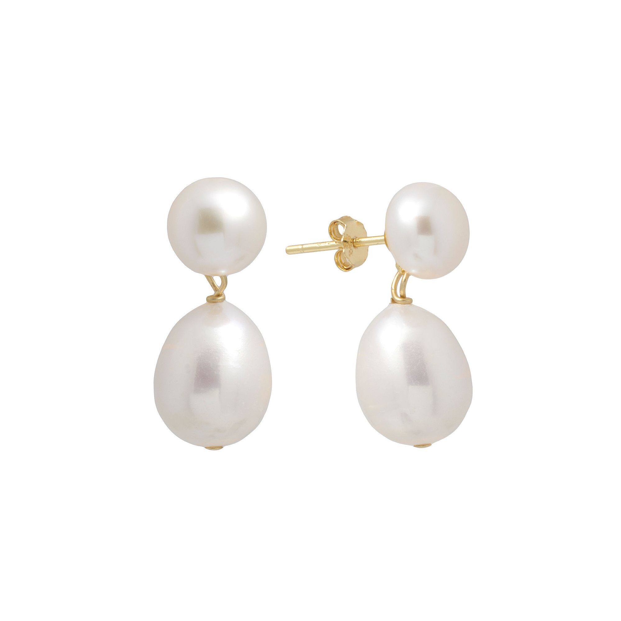 Main and Sterling 18k Gold Over Silver Cultured Freshwater Pearl Drop Earri