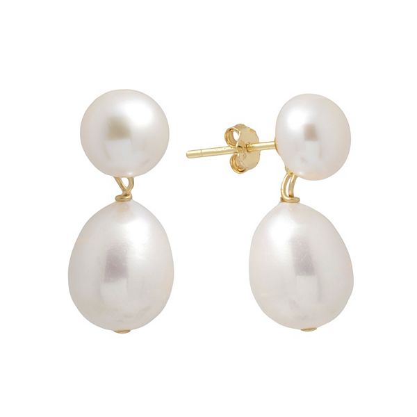 Main and Sterling 18k Gold Over Silver Cultured Freshwater Pearl Drop ...