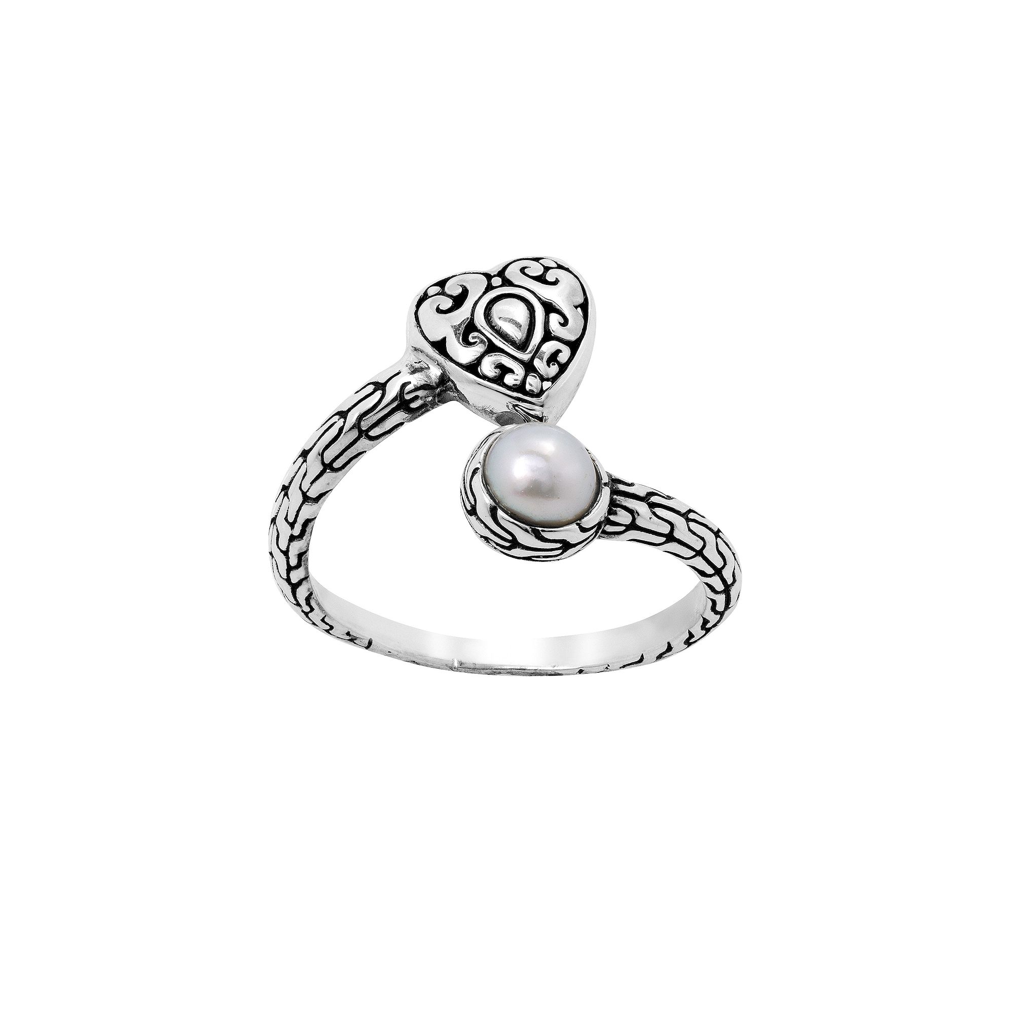 Main and Sterling Oxidized Sterling Silver Cultured Freshwater Pearl Heart 