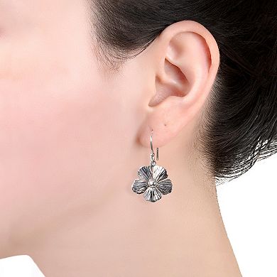 Main and Sterling Sterling Silver Flower Drop Earrings