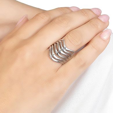 Main and Sterling Sterling Silver Multi Row Chevron Ring