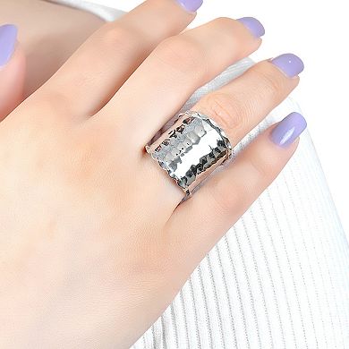 Main and Sterling Sterling Silver Wide Hammered Ring