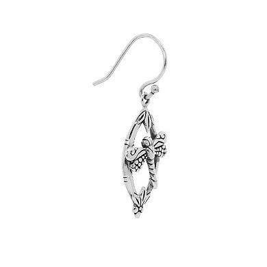 Main and Sterling Oxidized Sterling Silver Dragonfly Drop Earrings